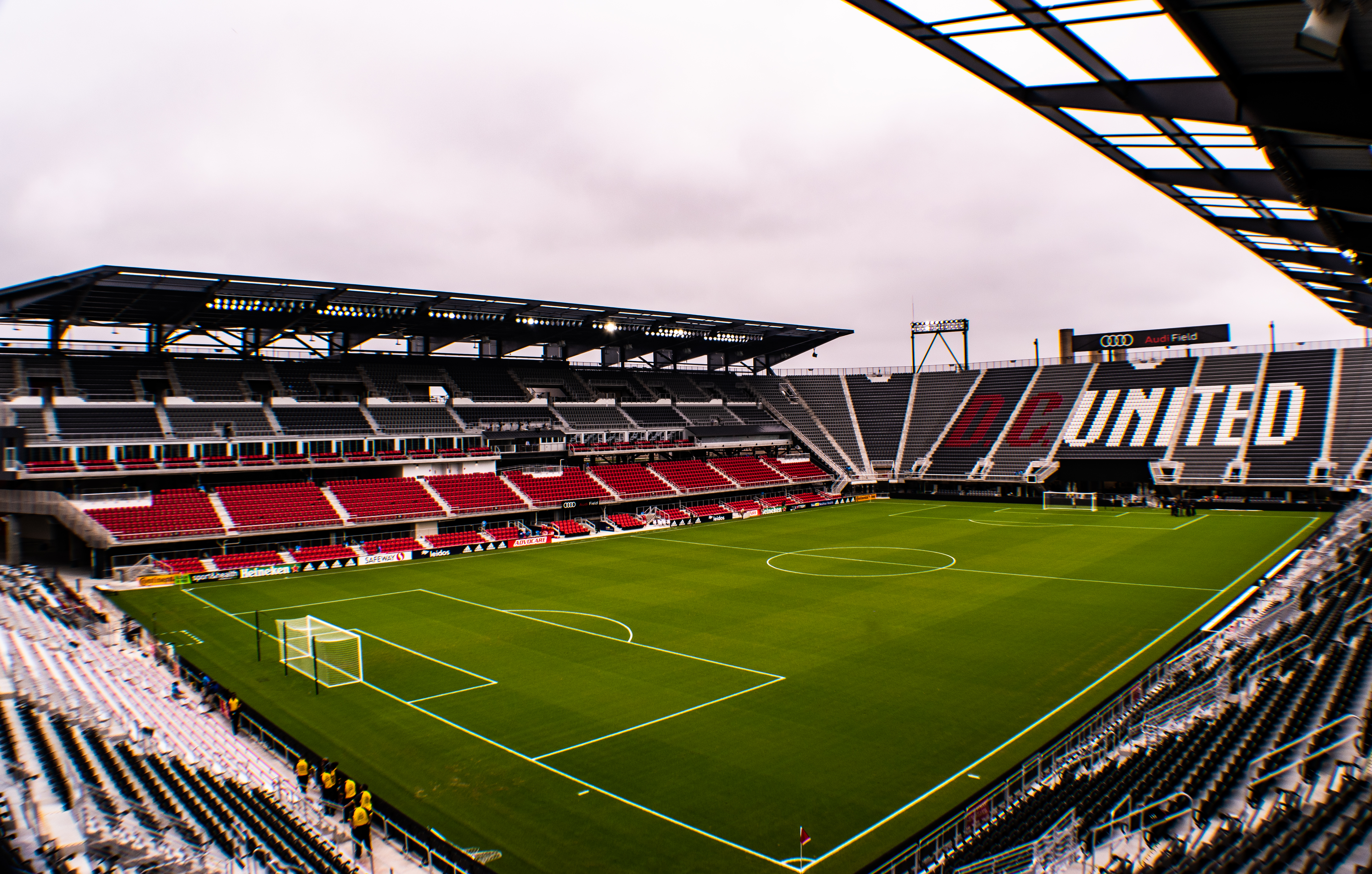 Wide view of the pitch and stands inside Audi Field in Washington, D.C.