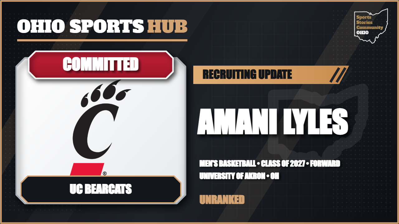 Committed recruiting graphic for Amani Lyles, unranked Forward, class of 2027, associated with Cincinnati Bearcats.